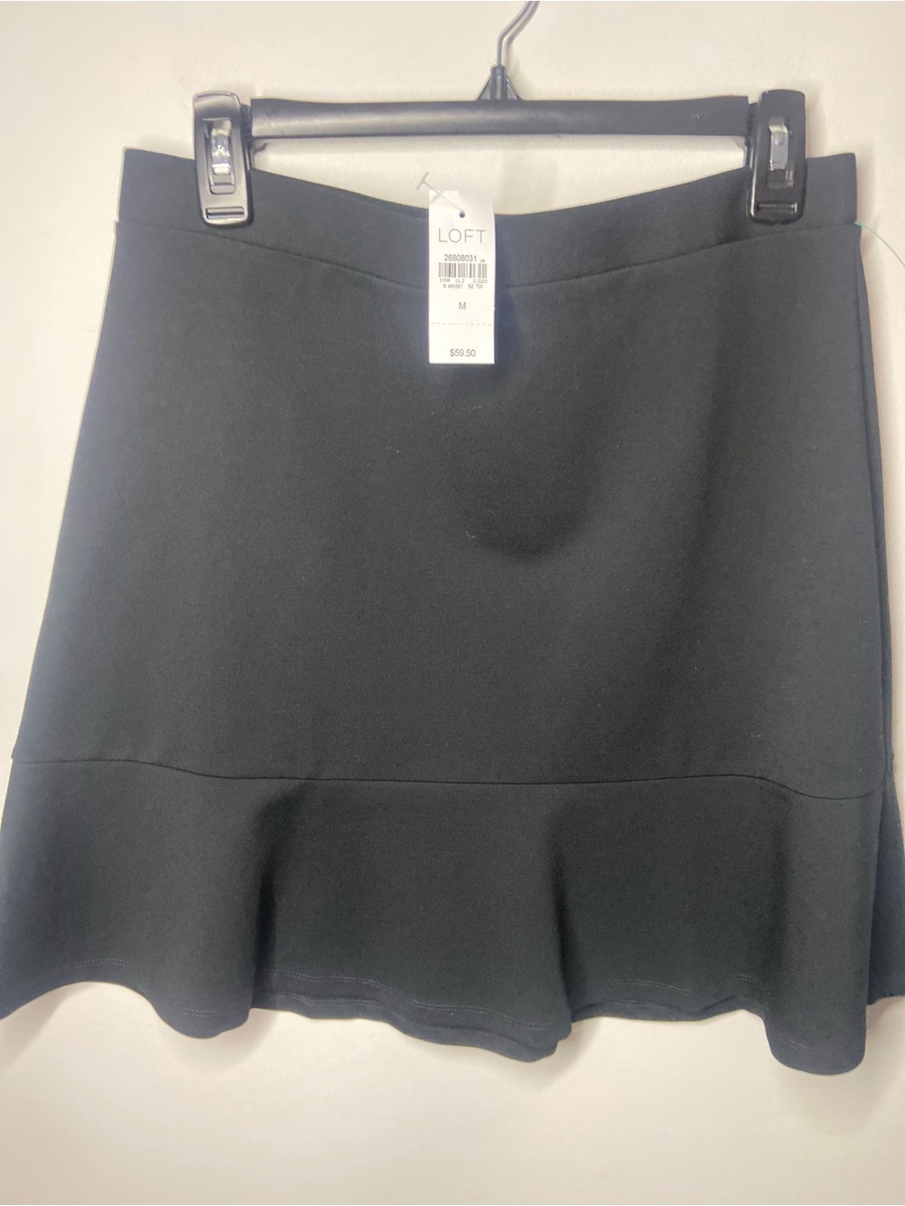 LOFT Black Ruffle-Hem Skater Skirt